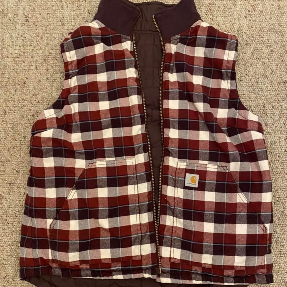 Carhartt reversible plaid puffer vest size medium